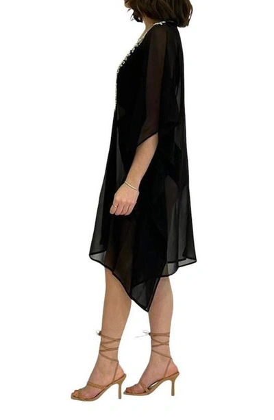 Ranee's Sequence Slit Poncho In Black