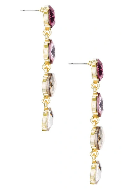 Shop Ettika Four The Money Crystal Drop Earrings In Pink