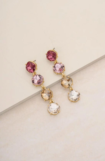 Shop Ettika Four The Money Crystal Drop Earrings In Pink