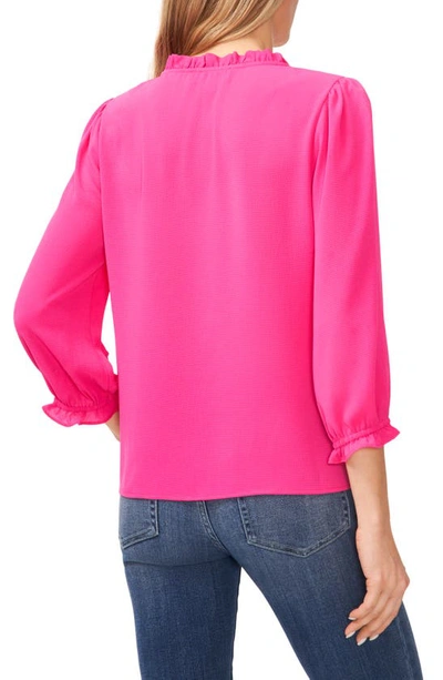 Shop Cece Ruffle V-neck Blouse In Bright Rose