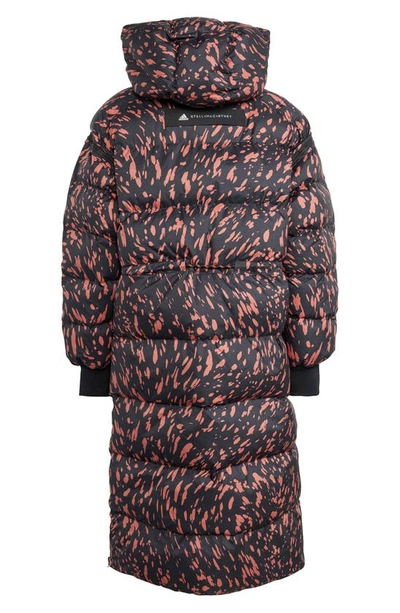 Shop Adidas By Stella Mccartney Convertible Recycled Polyester Long Puffer Jacket In Black/ Magic Earth