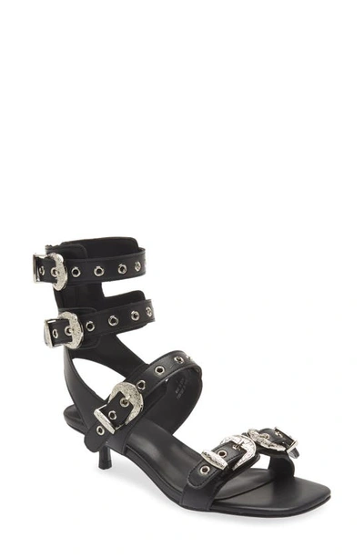 Jeffrey Campbell Eclectica Double Ankle Strap Sandal In Black Silver