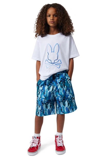 Shop Psycho Bunny Kids' Suncoast Swim Trunks In Nile Blue