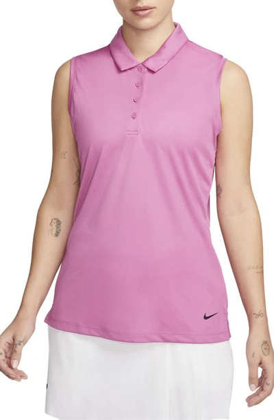 Shop Nike Court Victory Dri-fit Semisheer Sleeveless Polo In Cosmic Fuchsia/ Black