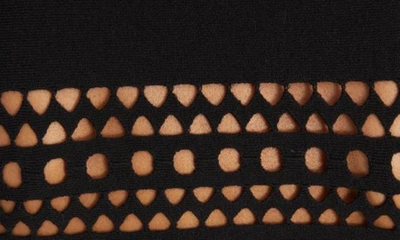 Shop Alaïa Vienne Perforated Crop Turtleneck Sweater In Noir Alaia