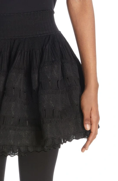 Shop Alaïa Pointelle Crinoline Skirt In Noir Alaia