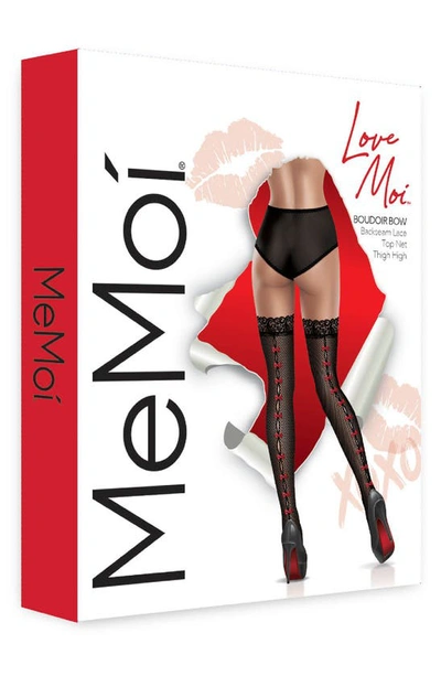 Memoi Bow Backseam Fishnet Stockings In Black