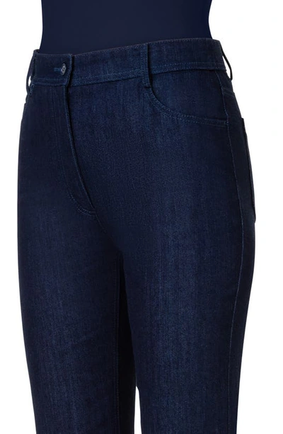 Shop Akris Punto Cali Stretch Denim Crop Bootcut Jeans In Dark Blue Denim