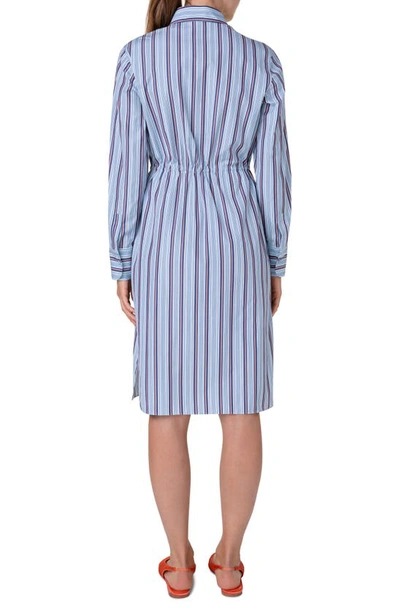 Shop Akris Punto Stripe Long Sleeve Poplin Shirtdress In Stripe Reflecting Or
