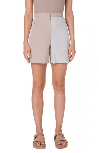 Shop Akris Punto Filia Colorblock Denim Bermuda Shorts In Beige