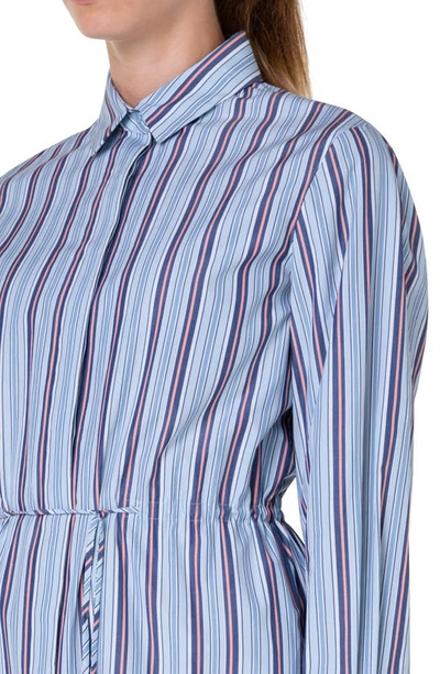 Shop Akris Punto Stripe Long Sleeve Poplin Shirtdress In Stripe Reflecting Or