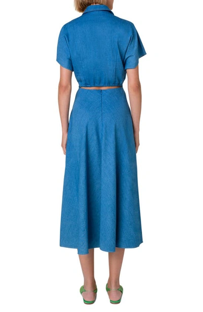 Shop Akris Punto Cutout Denim Dress In Medium Blue Denim