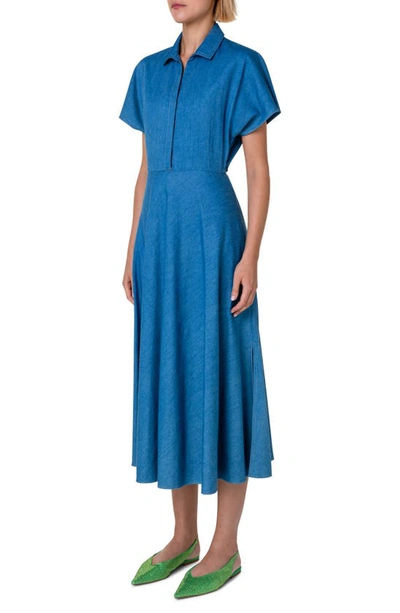 Shop Akris Punto Cutout Denim Dress In Medium Blue Denim