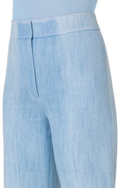 Shop Akris Punto Chieko Wide Leg Stretch Denim Pants In Ice Blue Denim