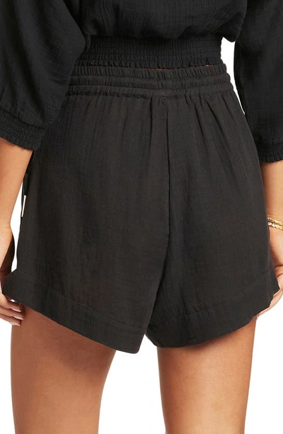Sea Level Sunset Beach Cotton Gauze Cover-up Shorts In Black