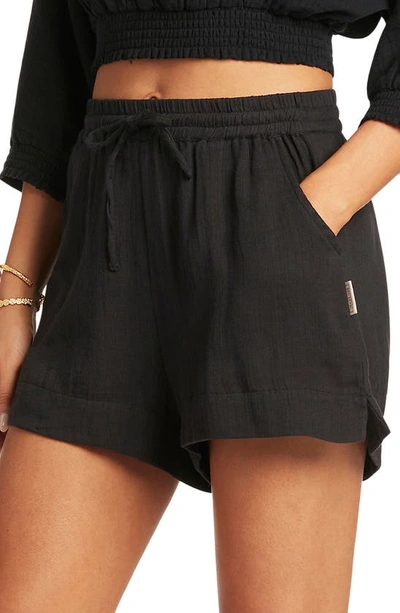 Sea Level Sunset Beach Cotton Gauze Cover-up Shorts In Black