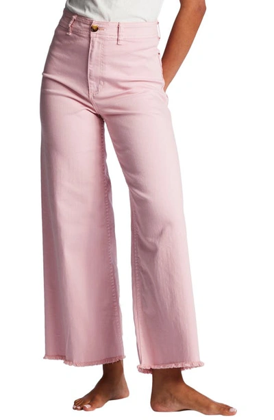Shop Billabong Free Fall Stretch Crop Wide Leg Pants In Soft Pink