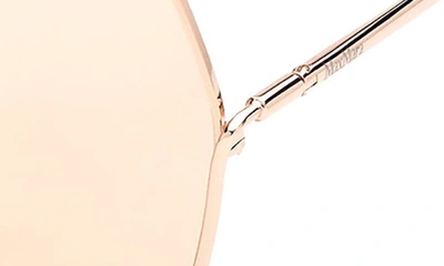 Shop Max Mara 64mm Geometric Sunglasses In Shiny Rose Gold / Brown