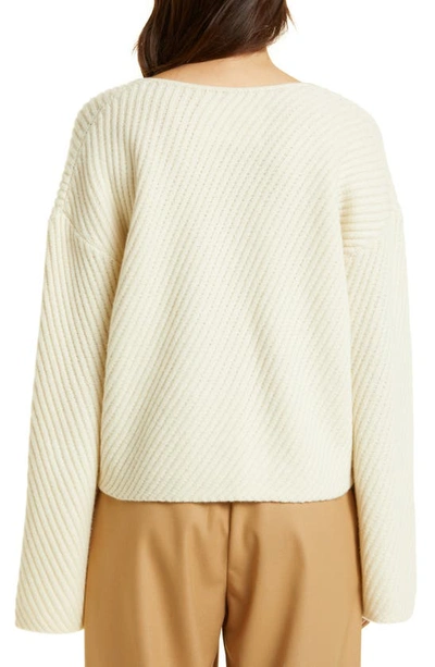 Shop By Malene Birger Emery V-neck Wool Sweater In Soft White