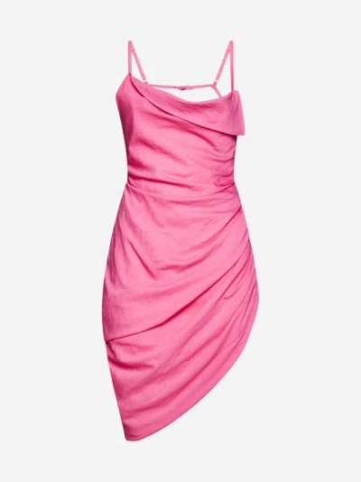 Shop Jacquemus Saudade Stretch Viscose Dress In Pink