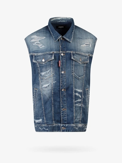 Shop Dsquared2 Vest Jean Jacket In Blue