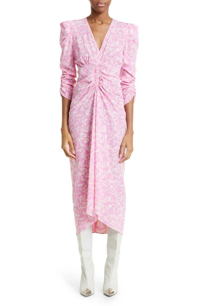 Shop Isabel Marant Albini Ruched Tulip Dress In Pink