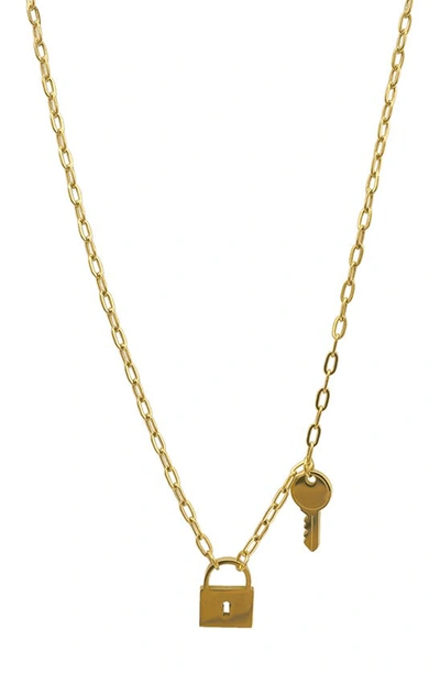 Shop Adornia Water Resistant Lock & Key Pendant Necklace In Yellow