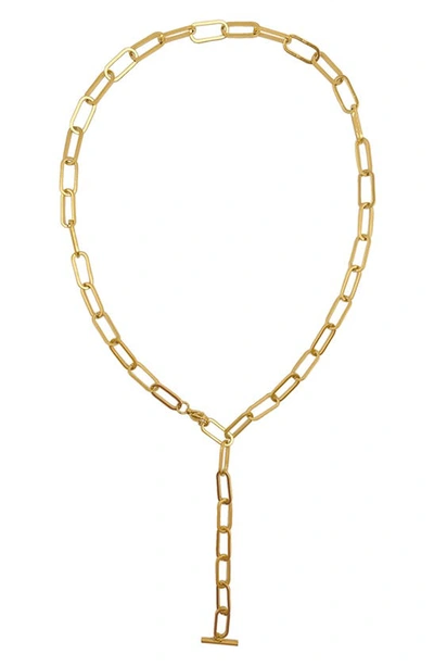 Adornia Paperclip Chain Y-drop Necklace In Yellow