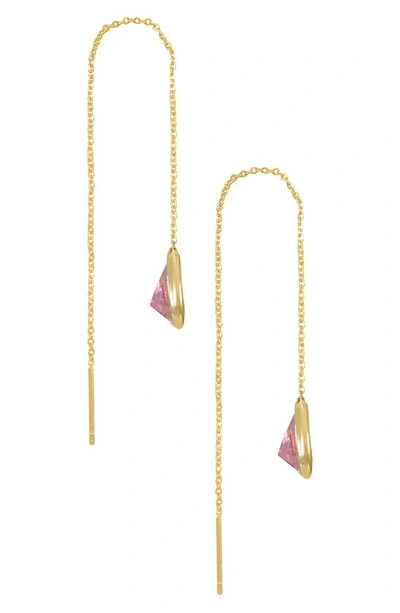 Shop Ettika Cubic Zirconia Threader Earrings In Pink