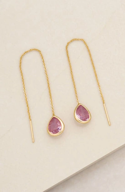 Shop Ettika Cubic Zirconia Threader Earrings In Pink