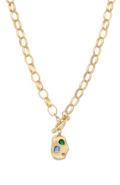 Shop Ettika Rainbow Nugget Pendant Necklace In Gold