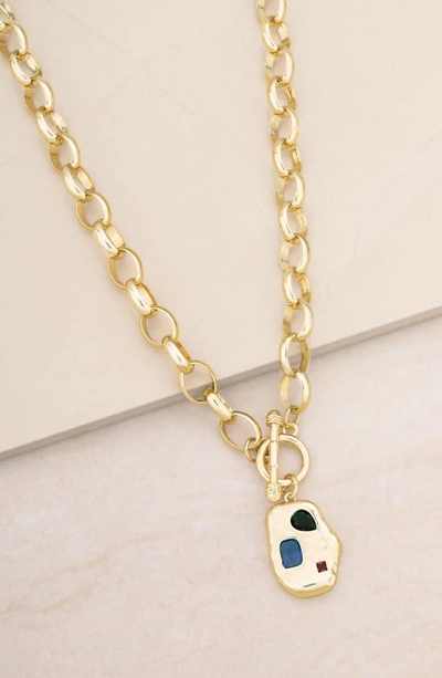 Shop Ettika Rainbow Nugget Pendant Necklace In Gold