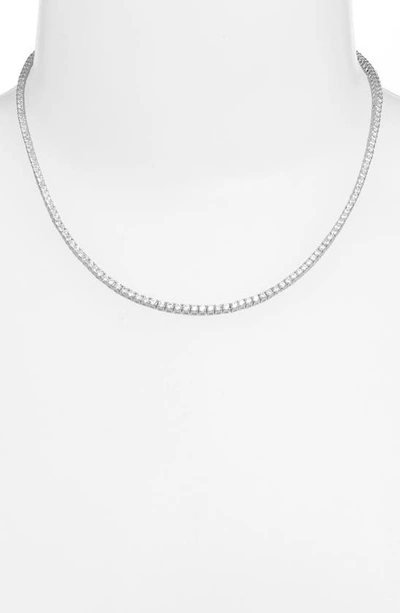 Shop Shymi Classic Tennis Necklace In Silver/ White