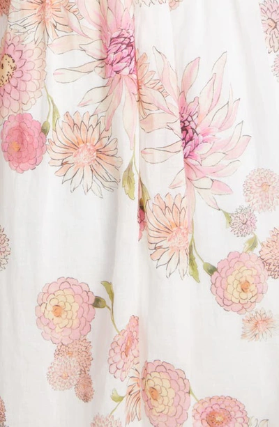 Shop Giambattista Valli Dahlia Print Cold Shoulder Silk Dress In Ivory/ Multi