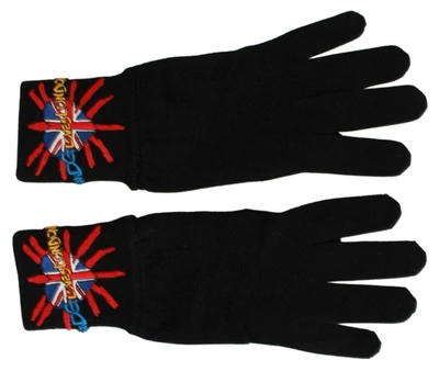Shop Dolce & Gabbana Elegant Black Virgin Wool Men's Gloves