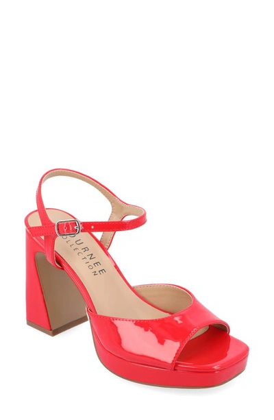 Shop Journee Collection Ziarre Patent Block Heel Sandal In Red