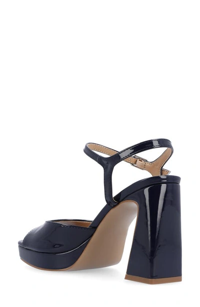 Shop Journee Collection Ziarre Patent Block Heel Sandal In Navy