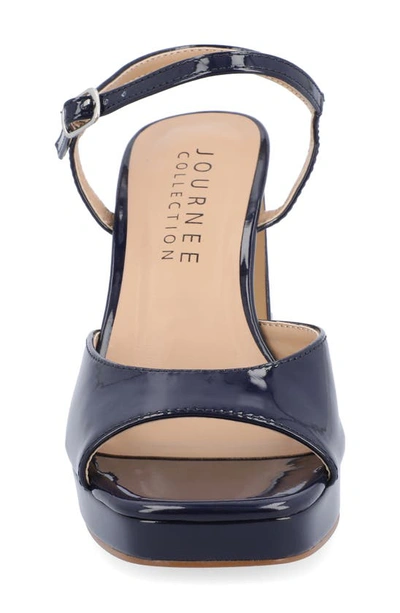 Shop Journee Collection Ziarre Patent Block Heel Sandal In Navy