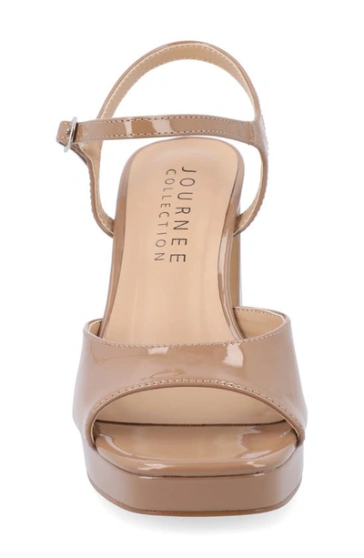 Shop Journee Collection Ziarre Patent Block Heel Sandal In Taupe