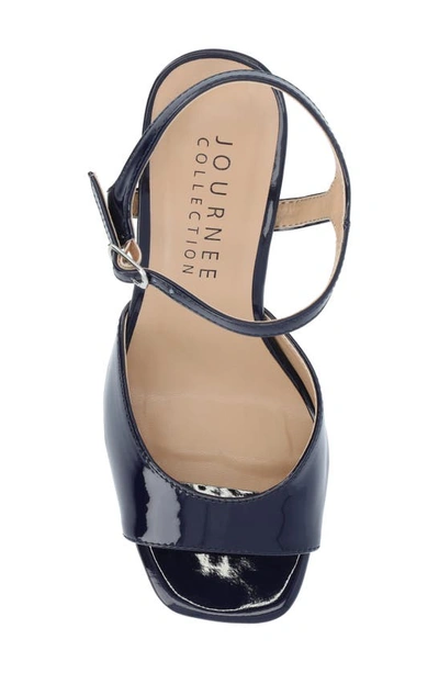 Shop Journee Collection Ziarre Patent Block Heel Sandal In Navy