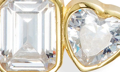 Shop Shymi Fancy 2-stone Bezel Stud Earrings In Gold/ White