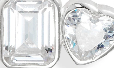 Shop Shymi Fancy 2-stone Bezel Stud Earrings In Silver/ White