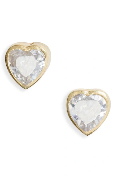 Shop Shymi Fancy Bezel Stud Earrings In Gold/ White/heart