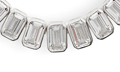 Shop Shymi Emerald Cut Tennis Necklace In Silver/ White