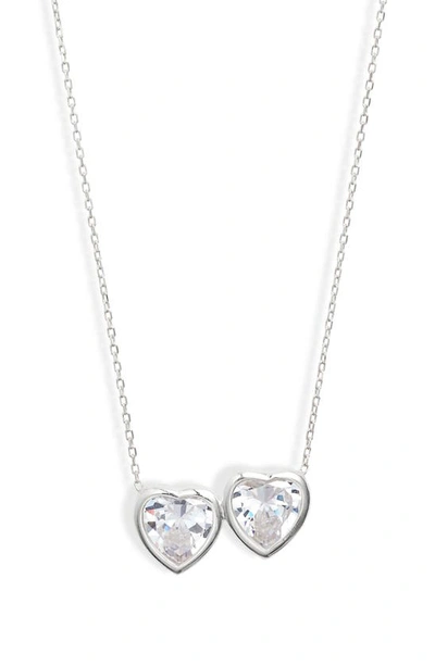 Shop Shymi Fancy 2-stone Bezel Pendant Necklace In Silver/ White