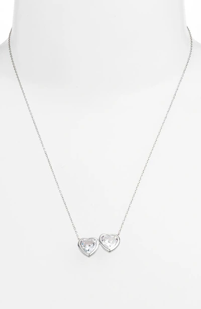 Shop Shymi Fancy 2-stone Bezel Pendant Necklace In Silver/ White