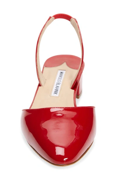 Manolo Blahnik Aspro Block Heel Slingback Pump In Red