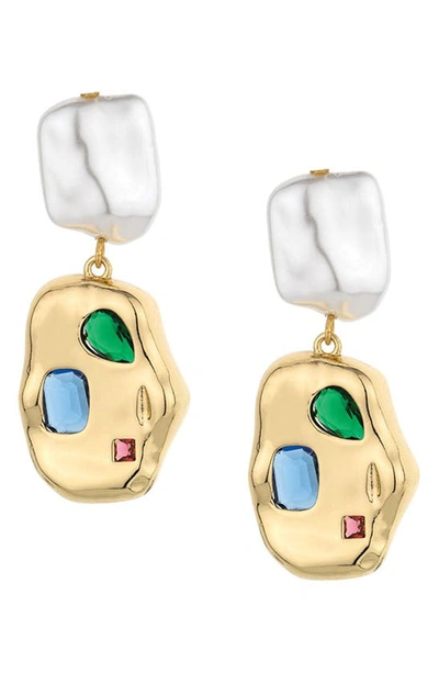 Shop Ettika Rainbow Nugget Drop Earrings In Gold