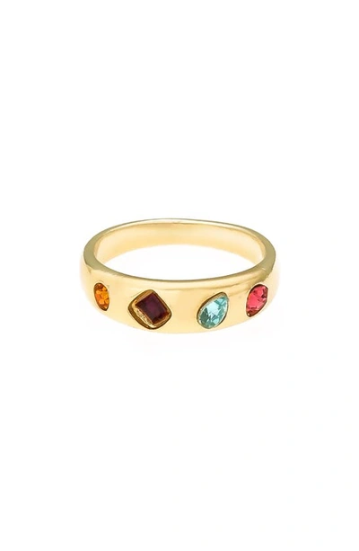 Shop Ettika Rainbow Crystal Band Ring In Gold