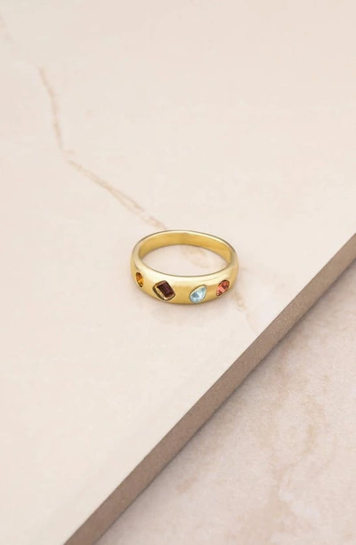 Ettika Rainbow Crystal Band Ring In Gold